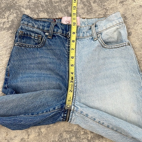 Revice Yin Yang Crop Jeans Split Light Dark Wash Zip Around Front to Back Sz 24 - Picture 11 of 16